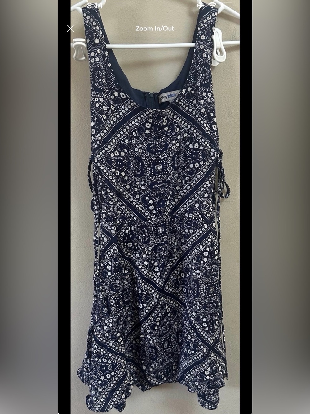 Bailey blue Navy and White Paisley Tie-Side Tank Dress